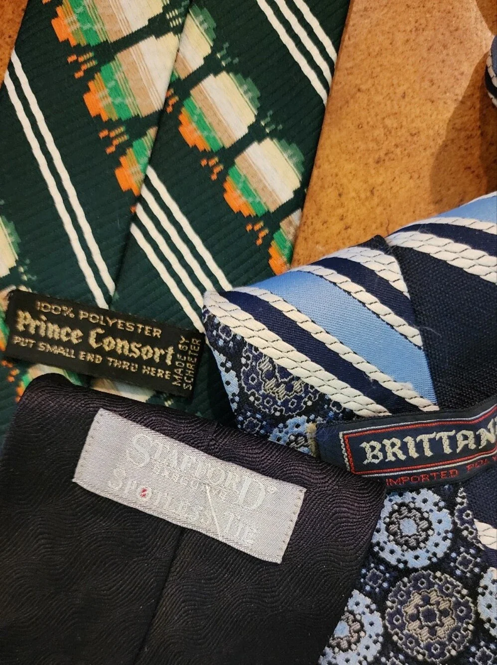 3pc Vintage Men's Tie Lot Prince Consort Brittania Stafford Silk Neckties